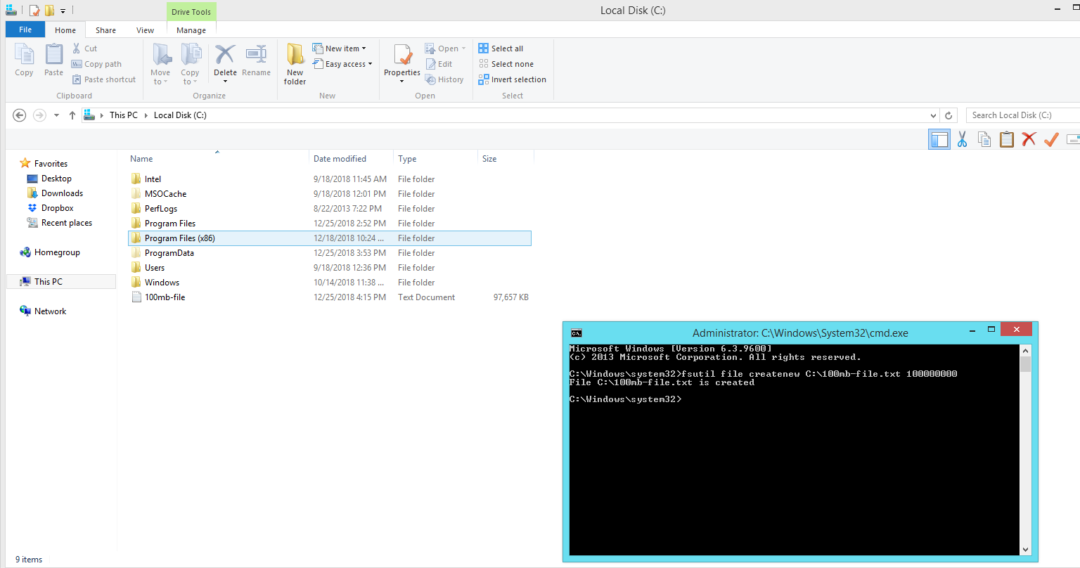 How to create a file of a certain size