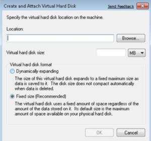 create virtual hard disk