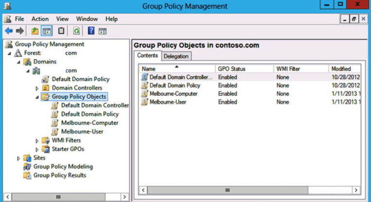 group policy management console