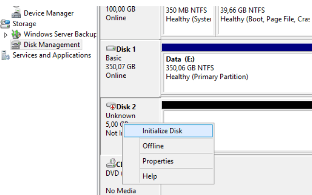 RAM disk initialization in the disk control panel