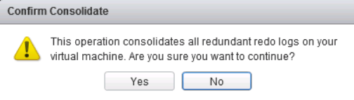 This operation consolidates all redundant redo logs on your virtual machine