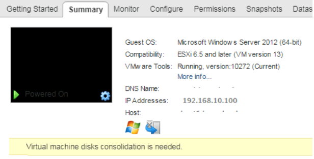 virtual machine disks consolidation is needed