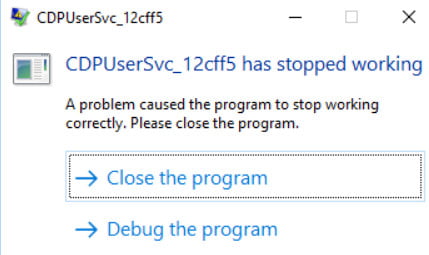 CDPUserSvc stopped working in Windows 10