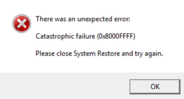 reported an error 0x8000ffff aborting the current transaction