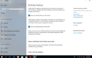activity history in Windows 10