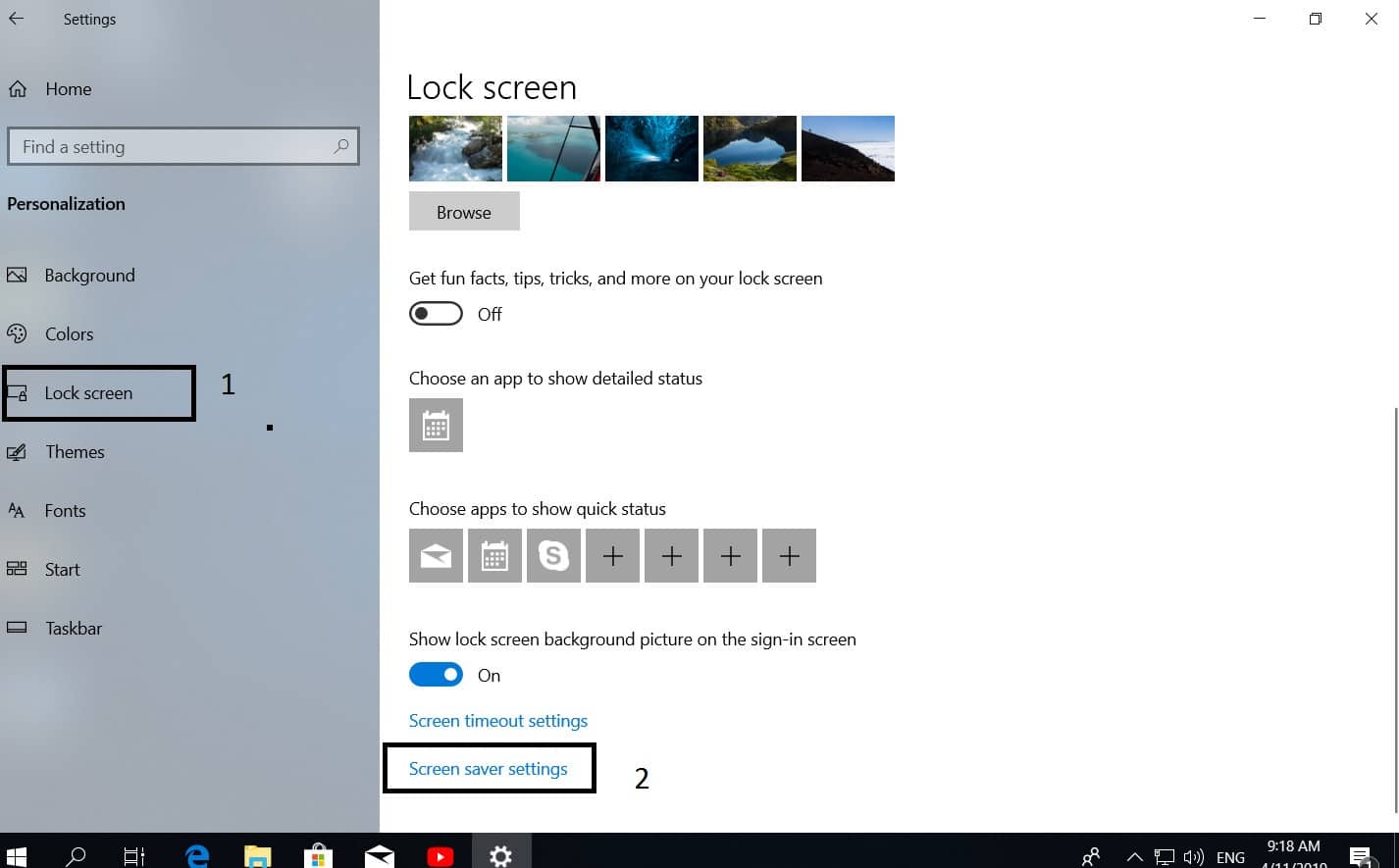How To Find Enable And Set Up A Screen Saver In Windows 10