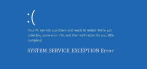 SYSTEM SERVICE EXCEPTION Error