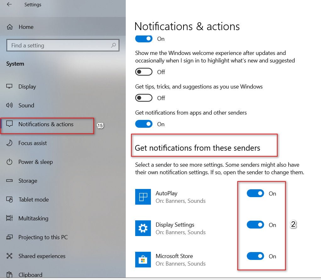 turn off notifications in Windows 10