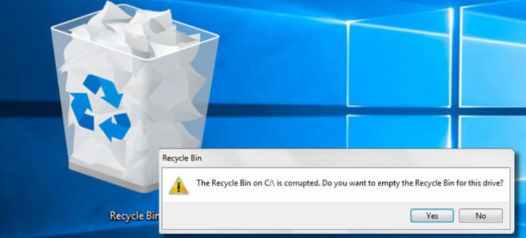 recycling bin corrupted windows 10