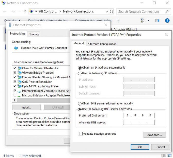 Guide to fix DNS_PROBE_FINISHED_NO_INTERNET error in browser