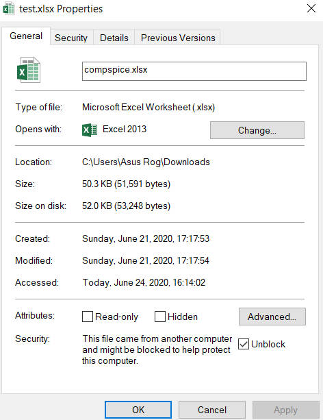 unblock downloaded files in Windows 10