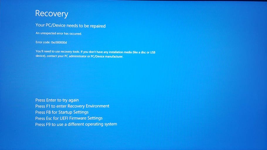 0xc000000d error in Windows 10