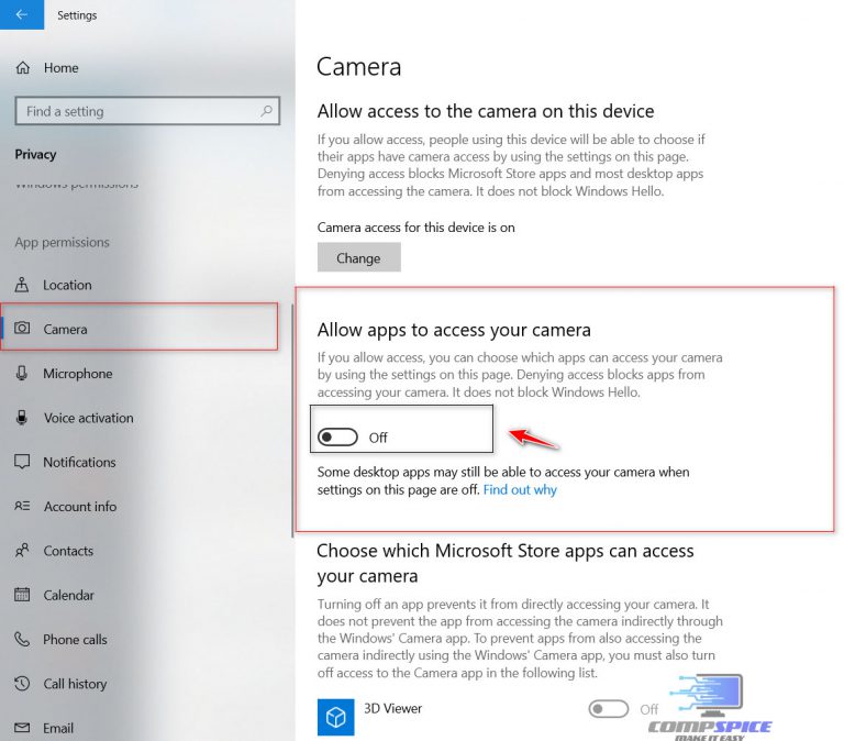 How to enable the webcam on a Windows 10 laptop or PC Compspice