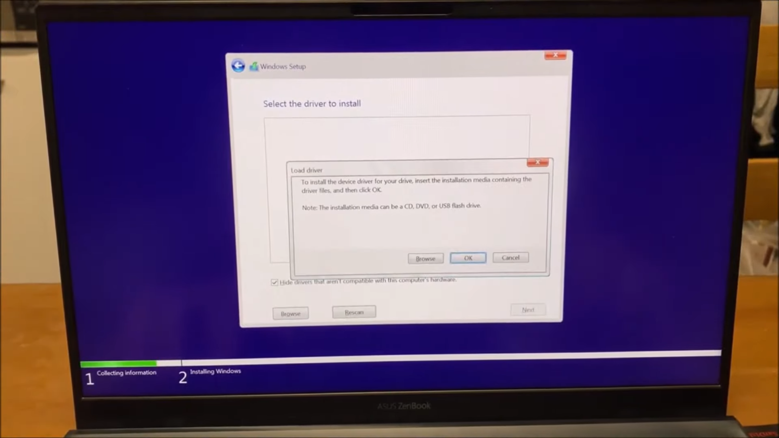 How to fix driver not found error when trying to install Windows