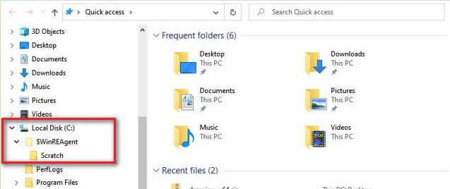 $winreagent folder windows 10, winreagent problem