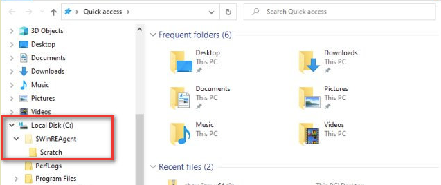 $winreagent folder windows 10, winreagent problem